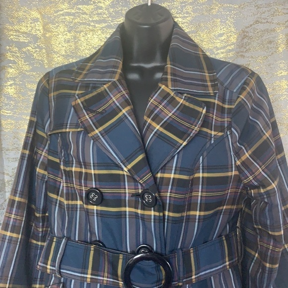 SMART Set navy blue and yellow plaid jacket size L - Picture 3 of 15